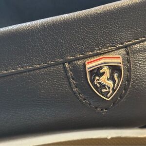 Ferrari Black Leather Shoes with Logo